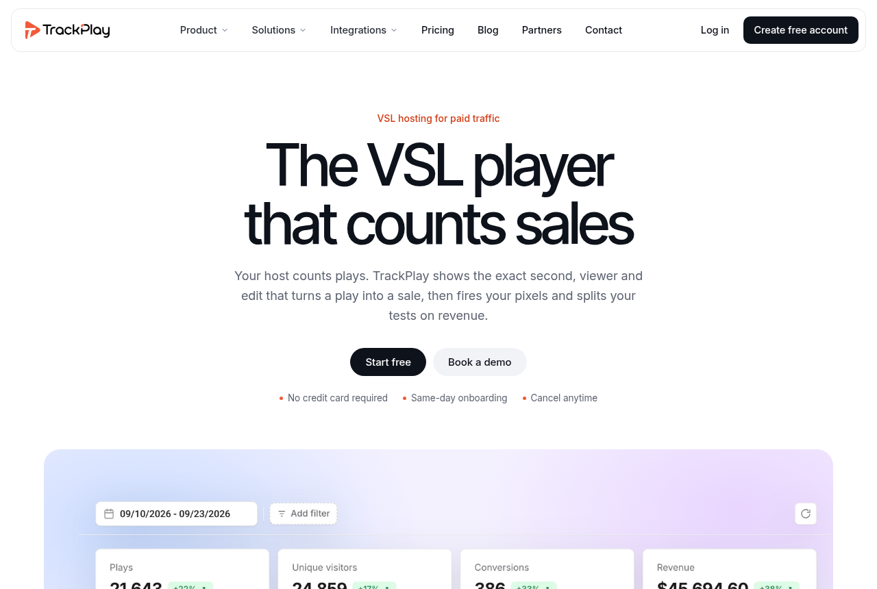 The TrackPlay home page