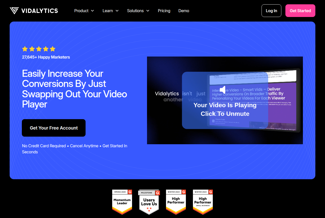 The Vidalytics home page
