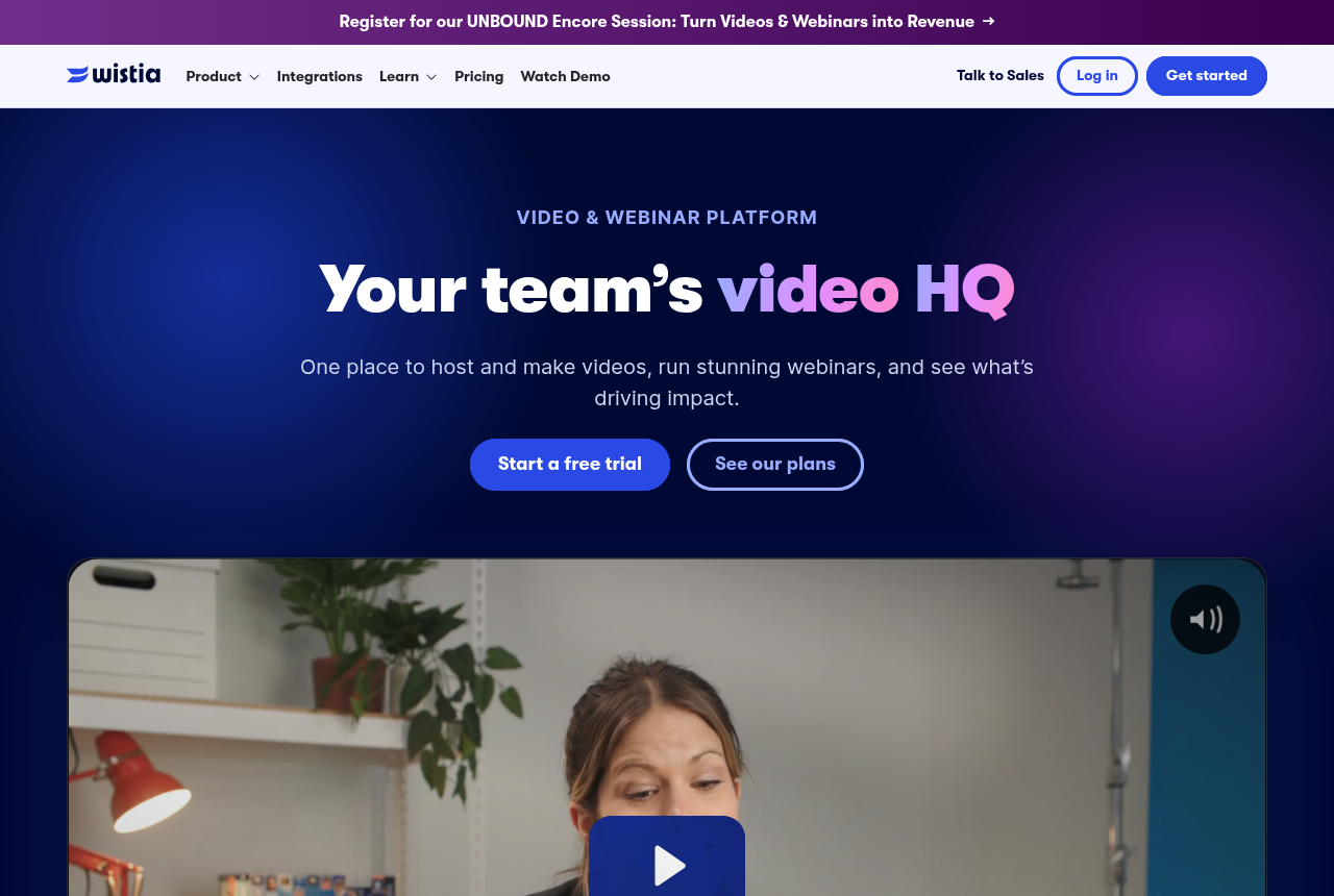 The Wistia home page